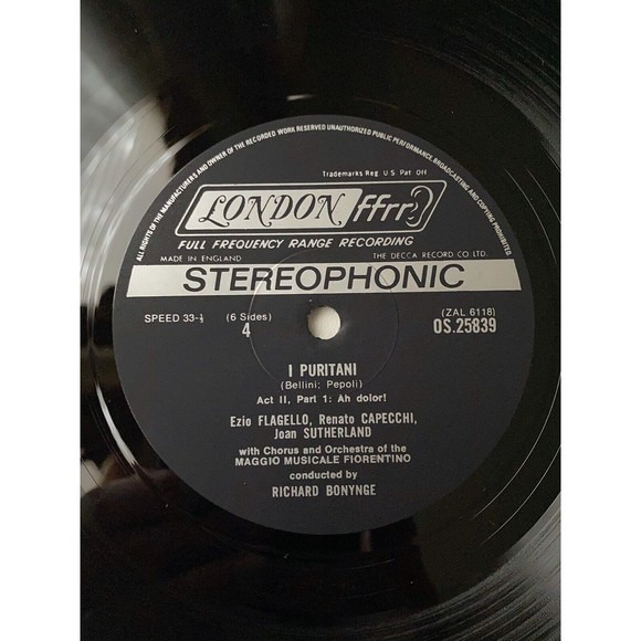 Vincenzo Bellini I Puritani Joan Sutherland 3 LP Box London OSA 1373 NM Opera - Picture 4 of 8
